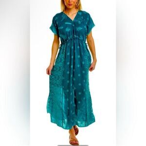 Johnny Was MILLIE PATCHWORK DRESS IN BLUE Small